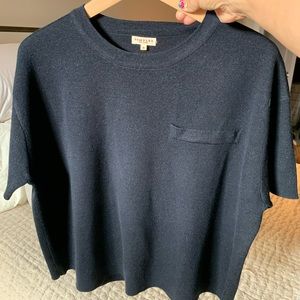 Demyler sweater top, navy blue, size medium